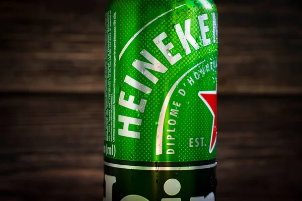 Outubro 2022 Ucrânia Cidade Kyiv Ferro Pode Heineken Cerveja — Fotografia de Stock