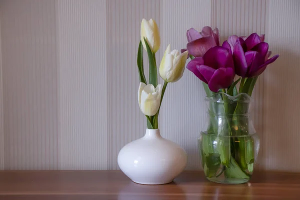 Fleur Tulipe Dans Vase Maison — Photo