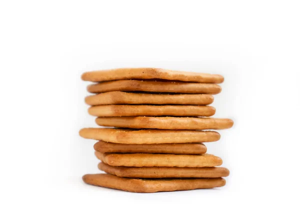Biscoitos Salgados Isolados Fundo Branco — Fotografia de Stock