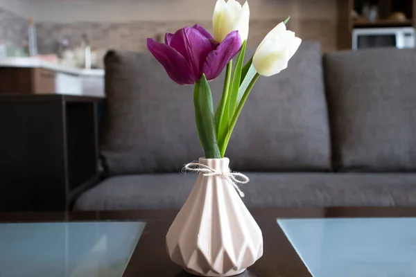 Аромат Красивых Весенних Тюльпанов Номере — стоковое фото