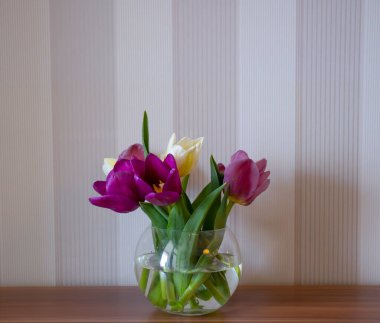 Odada bir buket güzel bahar lalesi