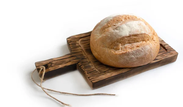 Roti Papan Kayu Diisolasi Pada Latar Belakang Putih — Stok Foto