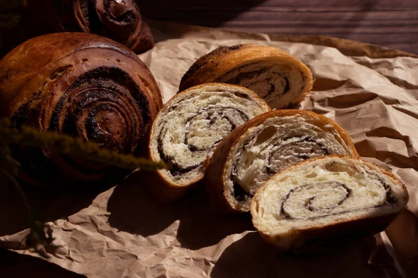 Poppy Seed Roll Old Background — Stock Photo, Image