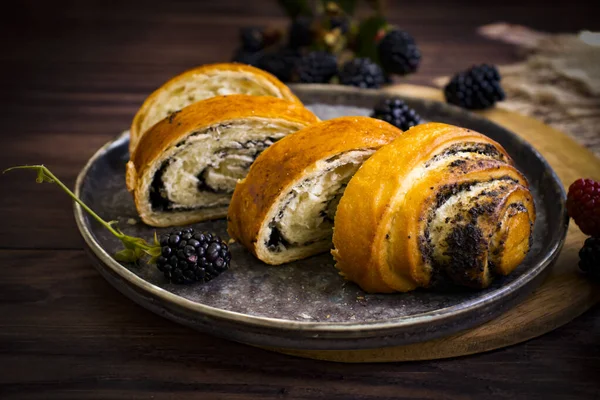 Poppy Seed Roll Old Background — Stock Photo, Image