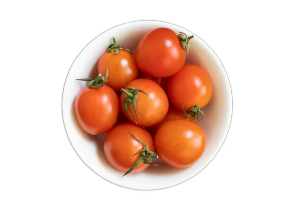 Reife Tomaten Einem Teller Isoliert — Stockfoto