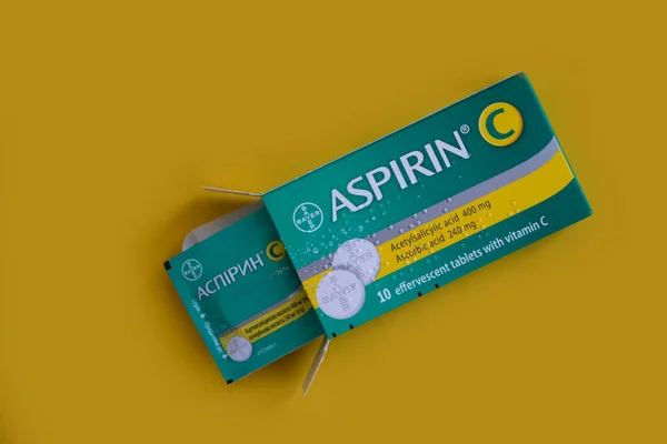 Aralık 2022 Ukrayna Şehir Kyiv Tabletleri Bayer Şirketinden Aspirin Tabletleri — Stok fotoğraf