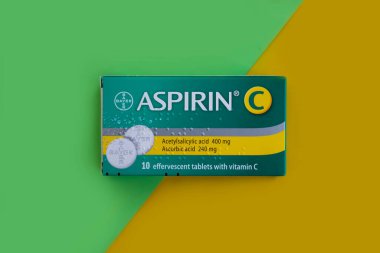 6 Aralık 2022 Ukrayna şehir Kyiv tabletleri Bayer şirketinden Aspirin C tabletleri