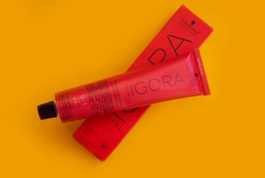 2004 Aralık, 2022 Ukrayna şehri Kyiv profesyonel saç boyası Igora Royal Schwarkopf şirketinden.