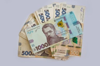 Hafif arkaplanda Ukrayna Hryvnia 'sı