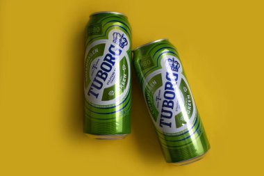 January 7, 2023 Ukraine city Kyiv beer in an iron Tuborg can