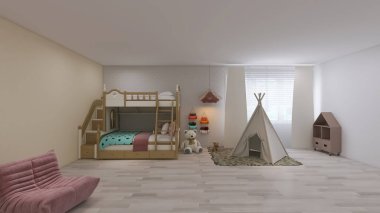 Children's room interior, 3d render, 3d illustration