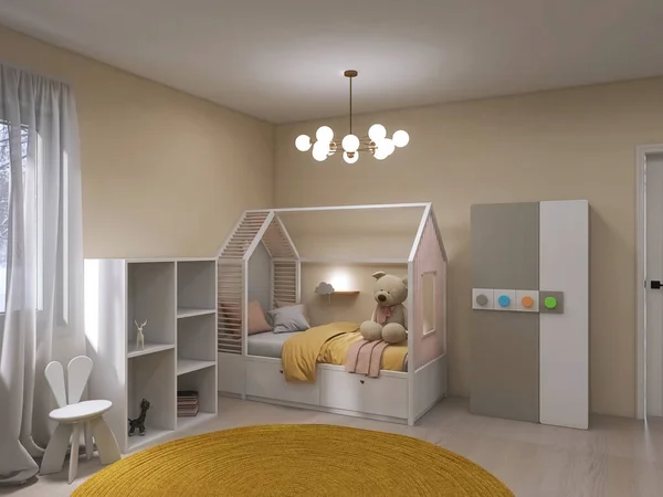 Children\'s room interior, 3d render, 3d illustration