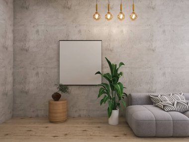 Living room interior 3d illustration, 3d render