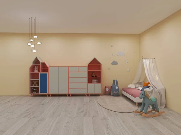 子供部屋のインテリア3Dレンダリング 3Dイラスト — ストック写真
