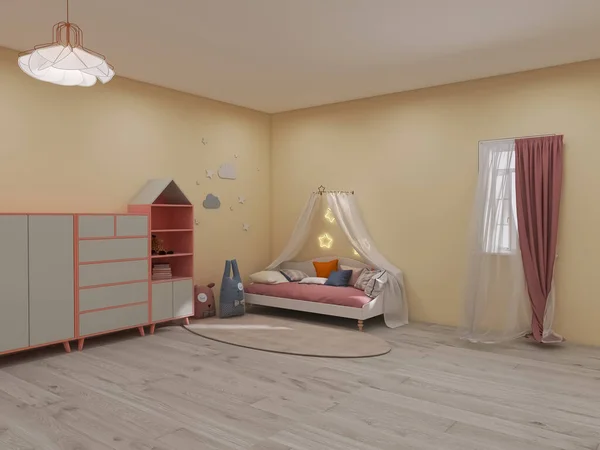 Παιδικό Δωμάτιο Εσωτερικό Καθιστούν Εικόνα — Φωτογραφία Αρχείου