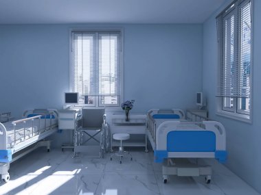  Hastane koğuşunun içi, 3D görüntü, 3D görüntü