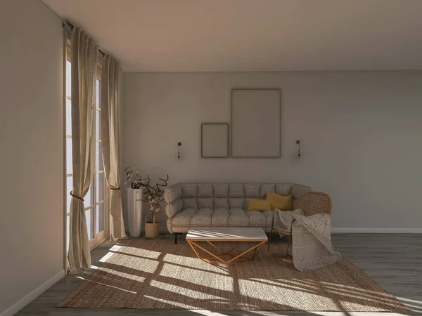 Living Room Design Render Illustration — Stok Foto