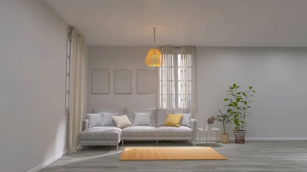 Living Room Interior Render Illustration — Stok Foto