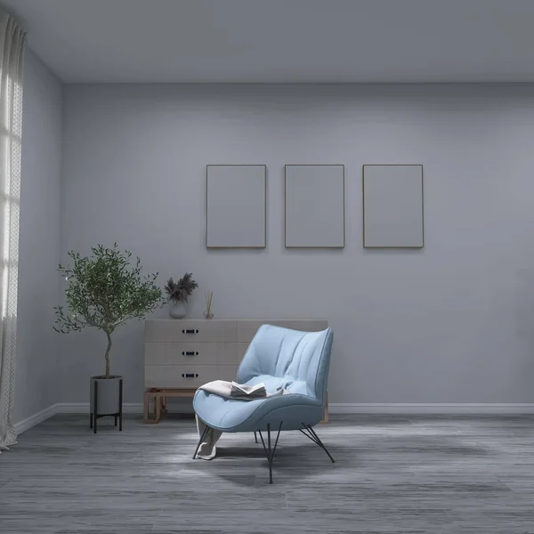 Living Room Interior Render Illustration — Zdjęcie stockowe