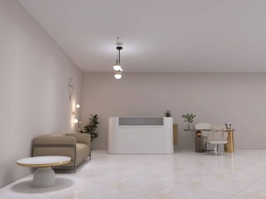Güzellik salonu iç mimarisi. 3D resim.