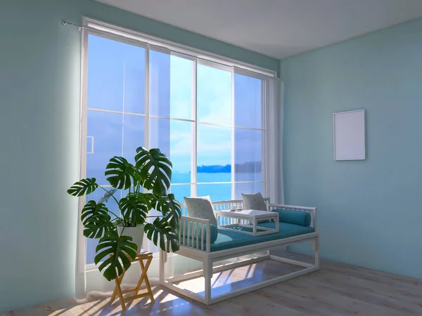 美しい部屋のインテリア3Dレンダリング 3Dイラストの装飾 — ストック写真