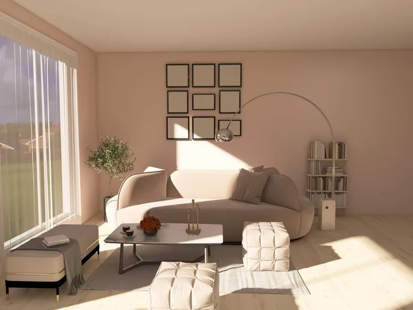 Living Room Interior Render Illustration — Stock Photo, Image