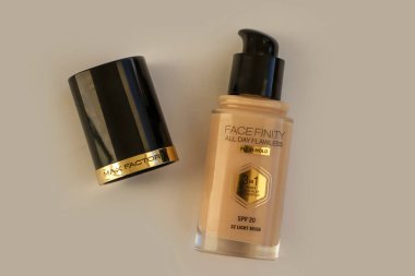 October 31, 2022 Ukraine city Kyiv foundation cream Max Factor on a colored background