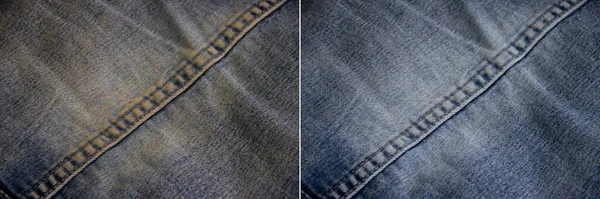 Jeans Noda Sebelum Dan Setelah Membersihkan — Stok Foto