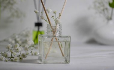 Hafif arka planda ev kokusu çiçekleri