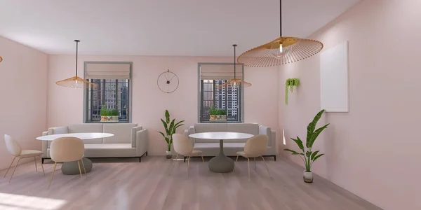 Cafe interior 3d render, 3d illustration