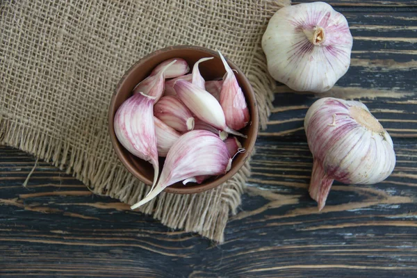 Fresh Garlic Old Background — Stock Photo, Image
