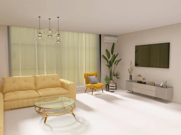 Living Room Interior Render Illustration — Foto Stock