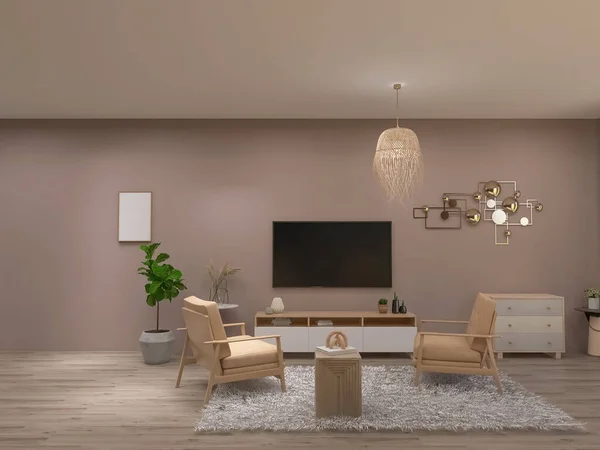 Living Room Interior Render Illustration — 스톡 사진