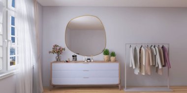 Living room interior 3d render, 3d illustration