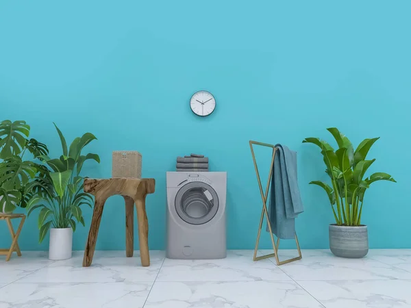 Washing Machine Flowerpot Render Illustration — Stock Photo, Image