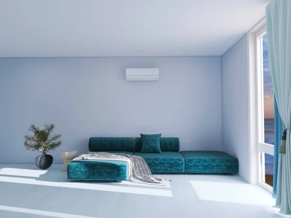 Room Interior Air Conditioner Render Illustration — Stock Photo, Image