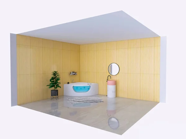 バスルームデザイン3Dレンダリング 3Dイラスト — ストック写真