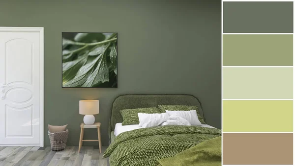 Bedroom Design Color Palette Render Illustration — Stock Photo, Image