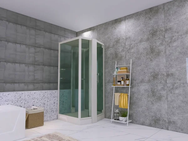浴室のインテリア3Dレンダリング 3Dイラスト — ストック写真