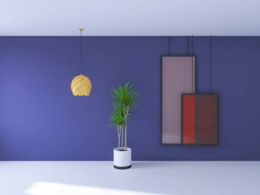 Boş oda içi, 3D ekran, 3D resim