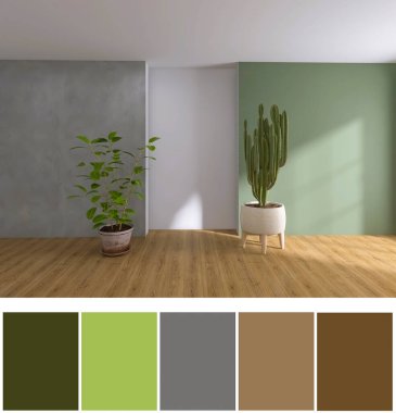 Çiçek saksılı pencere 3D çizim, 3d illüstrasyon