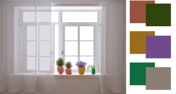 Window Flowerpots Render Illustration — Stock Photo, Image