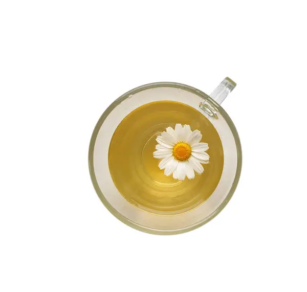 白底杯中的洋甘菊茶 — 图库照片