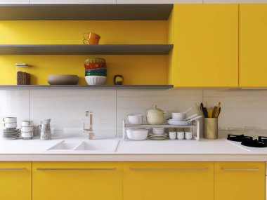 Mutfak iç mimarisi 3D çizim, 3D resim