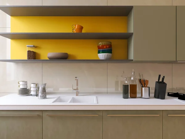 Kücheneinrichtung Render Illustration — Stockfoto