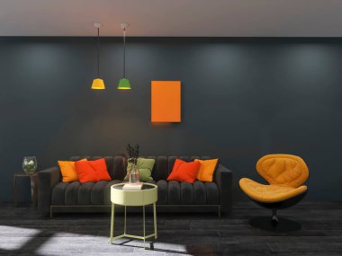 Oturma odası iç tasarımı 3D tasarım, 3D resim