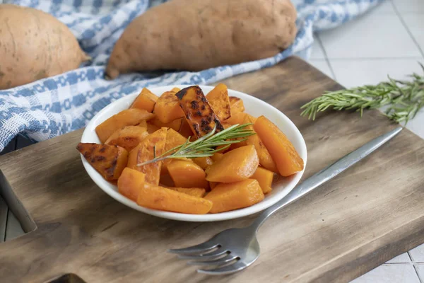 Cartofi Dulci Prăjiți Fundal Vechi Imagine de stoc