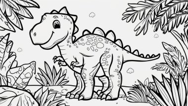 Boyama sayfası, şirin dinozor