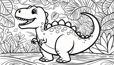 Boyama sayfası, şirin dinozor