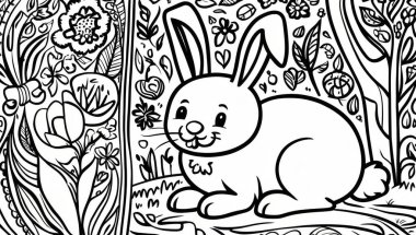 Boyama sayfası, şirin tavşan.